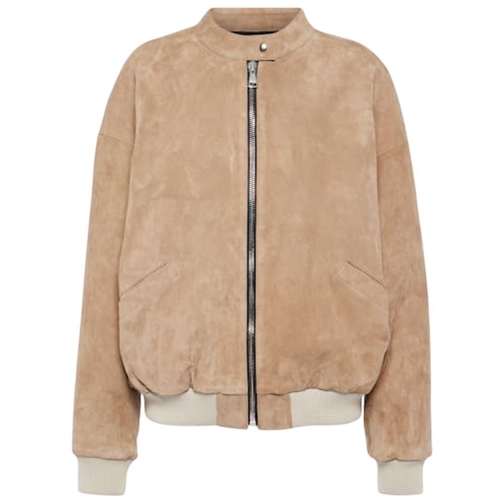 Stouls Suede Tan Pharrell Bomber Jacket Size M NWT
